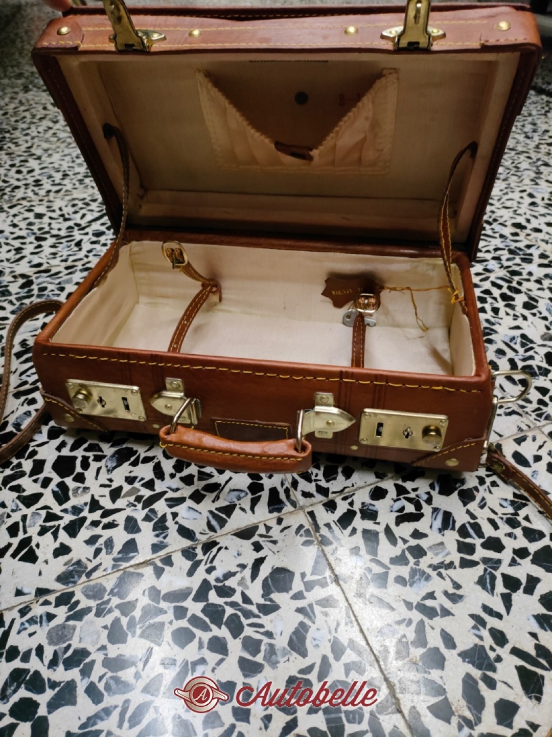 Valigia per auto d'epoca vera pelle vintage - Accessori Auto In vendita