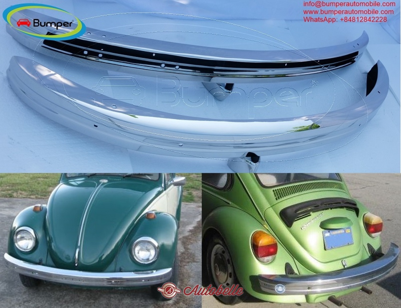 Vendo Volkswagen Beetle bumper type (1968-1974) by stainless steel